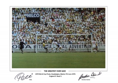 Pele & Gordan Banks signed A3 print