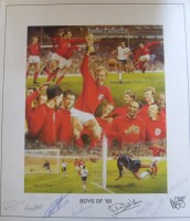 England 17x19 1966 signed print (9 signatures)