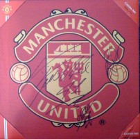 Manchester United signed 29x29cm canvas